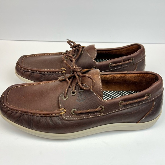 SAS Brown Boat Shoes with Leather Finish - Picture 2 of 9